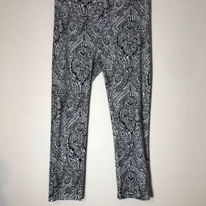 Women’s Black & white paisley Capri leggings pants cotton blend medium